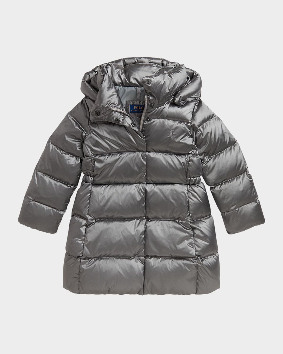 Girl's Celia Metallic Nylon Puffer Down Jacket, Size 2-6X